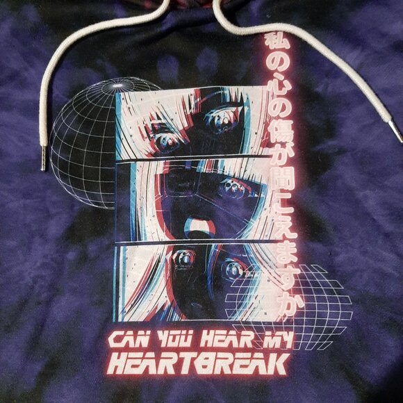 Anime hoodie womens size Medium purple tie dye cropped pullover NEON Underground - Picture 4 of 9